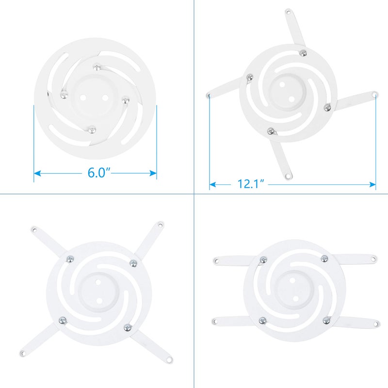 DYNAVISTA Full Motion Universal Ceiling Projector Mount Bracket with Adjustable Height and Extendable Arms Rotating Swivel Mount for Home and Office Projector (White) - Image 5